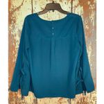 Women's Eden Society Tie Sleeve Blouse Bell Sleeve Size Large Blue Photo 2