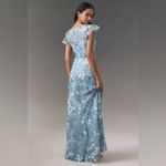 Mac Duggal  68192  Blue Embroidered Applique Wrap Over Flutter Sleeve Gown Photo 4
