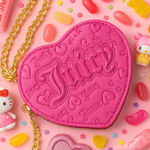 Juicy Couture Heart Wallet Wristlet NWT Pink Embossed Zip Around Gold Chain, 5āā Photo 0