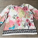 Investments  Women's floral, birds, and musical notes art top size XL Photo 0