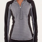 Lululemon Black and White Stripe Zip U-Turn  Quarter Zip Photo 0