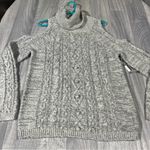 Chelsea 28 Grey Heather Silver Sequins Cold Shoulder Long Sleeve Cable Sweater Photo 1