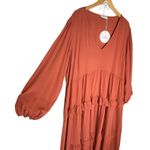 NWT RusttyDustty Women’s Ruffle Tiered Balloon Sleeve Maxi Dress 4X Brown Photo 3