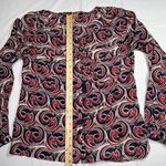 Tory Burch  Cotton Silk Blend Swirl Print Blouse Shirt Red Blue White‎ Sz 4 Women Photo 3