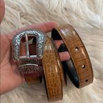 Coldwater Creek  Tan  Croc-Embossed Belt with Silver Buckle size 34 BNWOT Photo 0