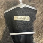 Isaac Mizrahi Vintage  Peacoat Charcoal Gray Wool & Mohair Coat Real Fur Size 12 Photo 2