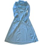 Vintage Dusty Blue Ruffle Collar Prairie Maxi Dress Photo 6
