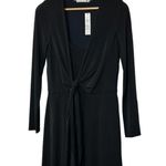 Alice + Olivia  Salina Plunging V-Neck Tie Waist Maxi Black Dress Size Medium NEW Photo 2