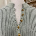 St. John  Knits Neiman Marcus Sz L? Blue Ribbed Knit Dress Gold Button VTG Read Photo 2