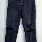 Free People We The  Jeans 26 Black Cropped Blossom Rigid Distressed Button‎ Fly Photo 0