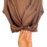 Aerie  Offline Ribbed Shine Twist Front Sports Bra In Relic Brown Small Photo 3