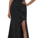 Betsy and Adam  Christine Scuba Crepe Ruffle Bow Trumpet Gown Size 14 Photo 0