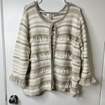 cj banks NWT  Cardigan Open Knit White Tan & Beige Sweater Size 2X Photo 0