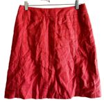 Ann Taylor 100% Linen Skirt A Line Mini Back Zip Pleated Lined Red 6P 30" Photo 0