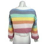 Womens Rainbow Striped Color Block Button Long Sleeve Cardigan Sweater Top Sz M Size M Photo 1