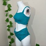 Cupshe  Teal New High Waist Bandeau Bikini Photo 7