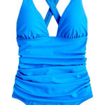 J.Crew Scrunchie Strap One-Piece Swimsuit Blue NWT Size 0 Flattering Fit Photo 0