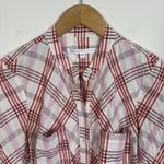 Veronica Beard  Della Plaid Ruched Dress‎ White Pink Tie Front Shirt Dress Size 4 Photo 10