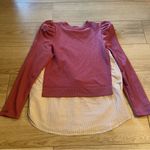 Maeve  x Anthropologie Puff Sleeve Striped Sweatshirt Layered Size M Photo 3