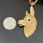 Vintage Unsigned Brushed Gold Llama Alpaca Pendant Necklace Photo 2
