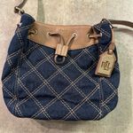 Ralph Lauren Lauren  Medium‎ Denim leather crosstitch  bag Designer soldout Photo 0