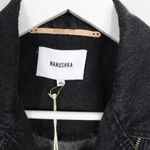 Nanushka Charcoal Black Cite Oversized Denim Belted Moto Biker Jacket Size XS Photo 8