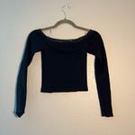 Harper Black Fitted Cropped Lace Strapped Blouse SZ Extra S Long Sleeve Evening Photo 7