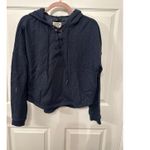 prAna  Blue Hemp & Tencell Cozy Up Illana Lace Up Hoodie, S Photo 2