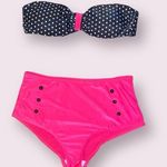 Unbranded High Rise Barbie Pink & Black Strapless Bikini Photo 0
