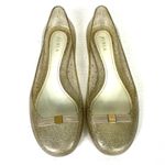 Furla  Gold Sparkly Glitter Bow Accent Clear Plastic Jelly Ballet Flats Size 7/37 Photo 1