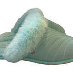 UGG  Scuffette Wavy Sky Slippers Sz 6 US Suede Sheepskin Fur Trim Mint Green Cozy Photo 0