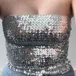 Women’s Disco Silver Sequin Crop Tube Top Size M Photo 1