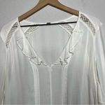 Free People Women Tunic Top Dress XS Ruffle Neck Crochet Lace White Victorian Photo 8
