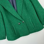 CAbi Womens Ivy Green Boucle Blazer Sz 6 Cropped Wool Blend Photo 5