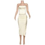 Lovers + Friends  Gianne Satin Skirt, Ivory, XS Photo 7