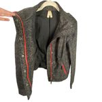 We The Free / Free People Black Brown Animal Print Moto‎ Red Zip Jacket Coat Sz 4 Photo 4