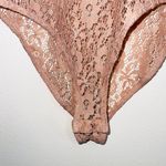 Topshop Blush Pink Plunge Sheer Allover Lace Side Ties Thong Bodysuit Photo 5