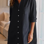 Frank & Eileen  Mary Shirtdress Famous Denim Distressed Dress Black Large Photo 0