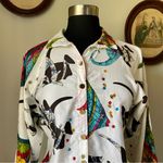 Vintage 1980s button down shirt with fish print & jewels Photo 2
