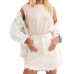 We The Free Bailey Denim Jeans Cut Off Skirt Sz 28 Ivory Western Coastal Cowgirl Photo 0