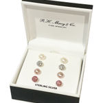 Macy's R.H. Macy & Co Fine Jewelry Cultured Freshwater Pearl & Crystal Earring Set NEW Photo 0