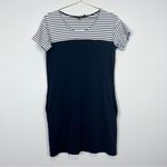 Theory Navy Colorblock Striped T-Shirt Dress Pima Cotton Size XS Photo 1