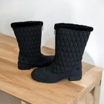 Totes Women's Boots Size 9M Quilted Upper Black Winter Boots with Fur Trim Photo 2