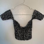 Audrey 3+1 Smocked Off Shoulder Top Black White Geo Photo 7