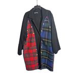 ANTHROPOLOGIE (GREY LAB LABEL) Black Plaid Patchwork Trench Coat Women size XL Photo 4