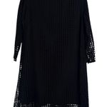 Megan Huntz Atlanta Black Windowpane 3/4 Sleeve Midi Dress Medium M Sheer USA Photo 0