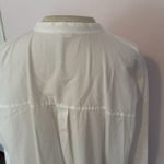 Eileen Fisher  Sz LG Button Up Shirt White Band Collar Business Career Minimalist Photo 8