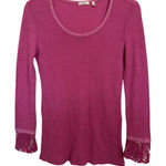 Dylan Pink Waffle Knit Long Sleeve Top Size Small Lace Thermal Comfy Casual Photo 0