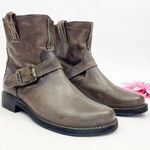 Frye Vicky Artisan Back Zip Leather Ankle Buckle Boots: Charcoal Taupe Grey Photo 0