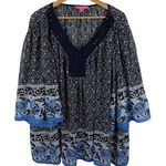 Woman Within  Studded Floral Print Tunic Top Size 22/24 Beaded Sheer Lightweight Photo 0